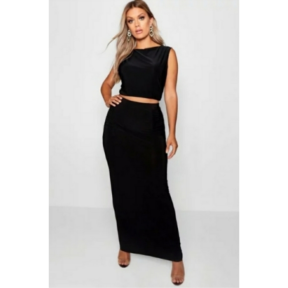 Boohoo Dresses & Skirts - [Boohoo] Slinky Crop Top Maxi Skirt